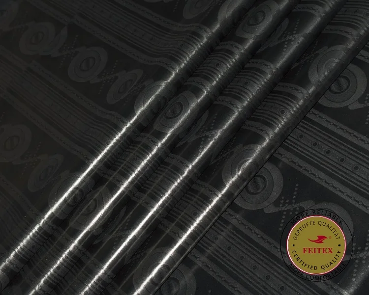 BLACK 5YARDS Новое поступление Австрия качество африканская ткань Базен Riche Getzner 100 хлопок жаккард парча Анкара тканевый измеритель ткани для платья - Цвет: BLACK 5YARDS