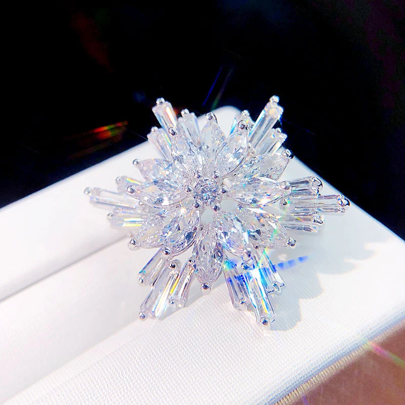 Moda exquisita, циркониевая брошь, набор, vestido banquete de alta calidad copo de nieve boda broche de joyeria para damas hombres
