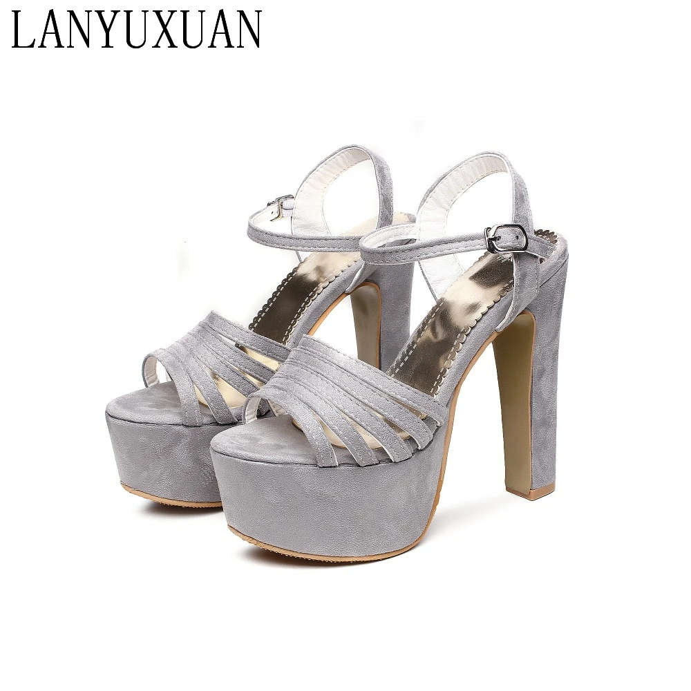 Женские кожаные сандалии на платформе очень высоком каблуке (14 5 см) вечерние