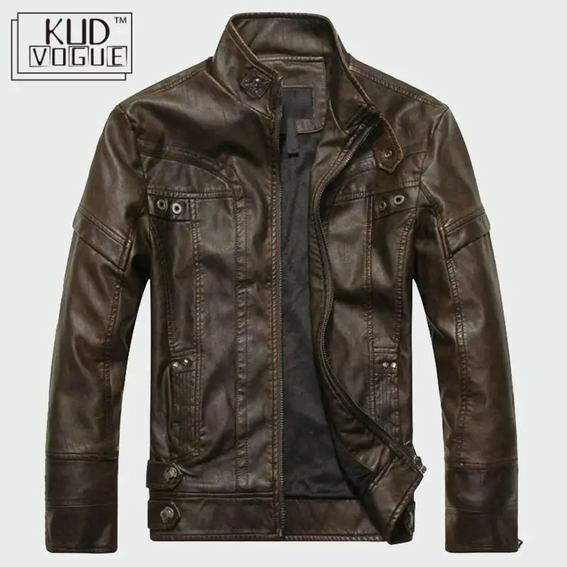 Мужские кожаные куртки высокого качества классический мотоцикл велосипед