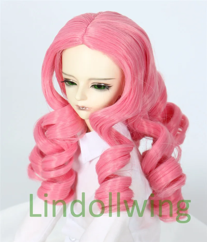 1/3 BJD парик Pullip Dal DD SD LUT Dollfie кукла 8 9 дюймов Длинные розовые кудрявые волосы