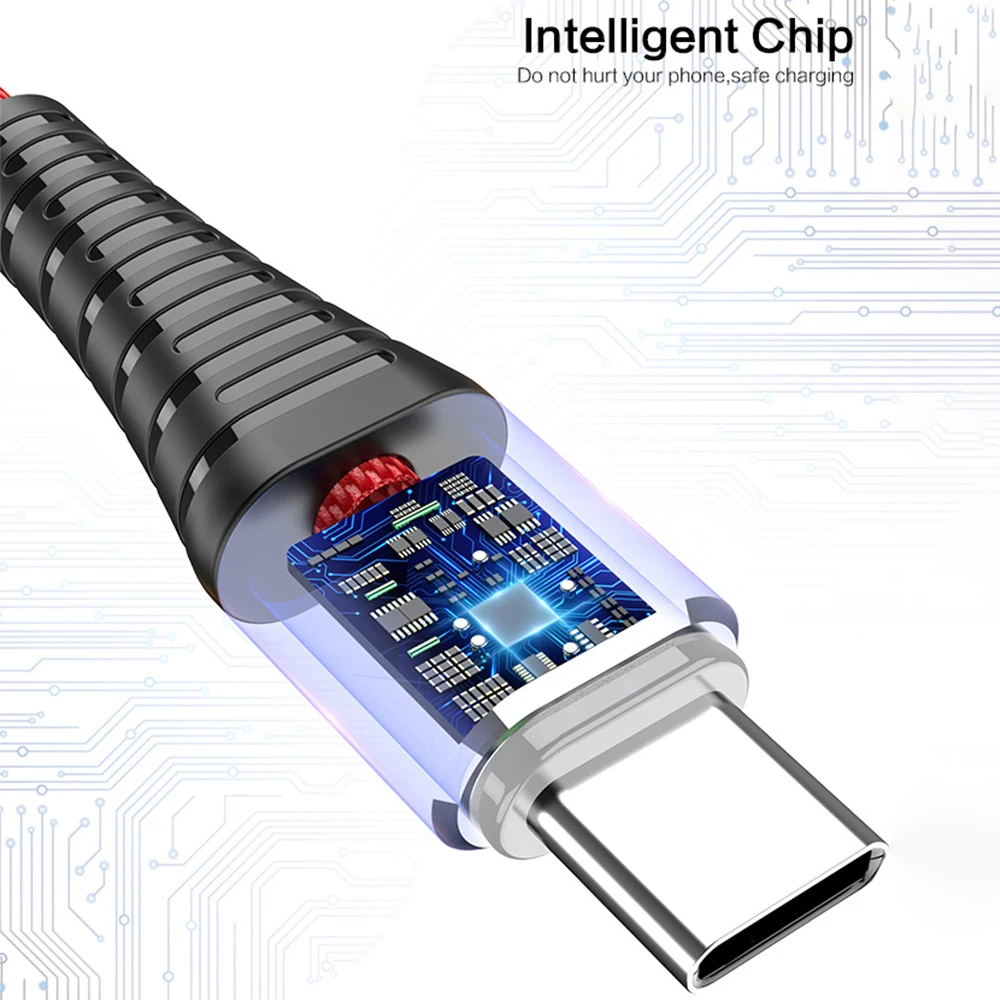 Кабель быстрой зарядки FDBRO FLOVEME 1 м usb кабель для iPhone Micro USB Type C 2 А LED Провод Samsung
