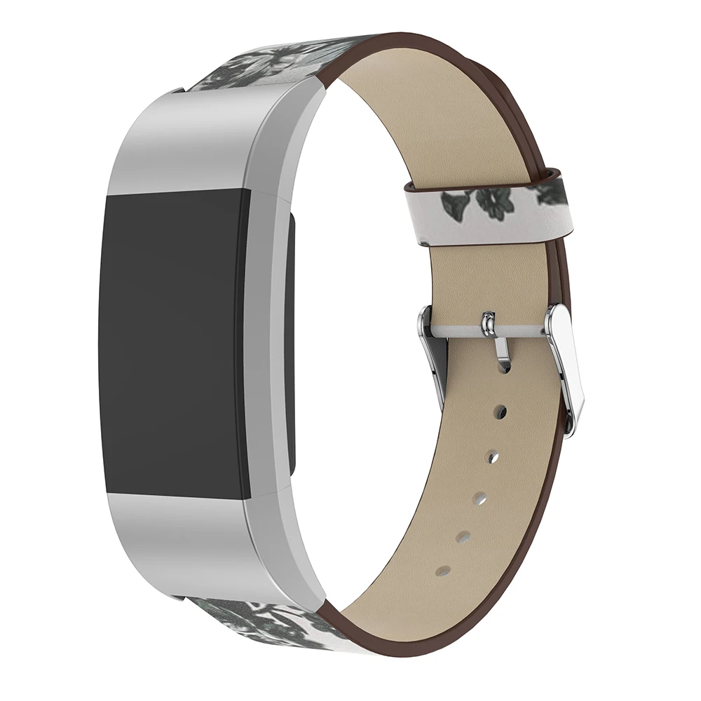 Ремешок для часов Fitbit Charge 2 сменный кожаный браслет с цветочным принтом в