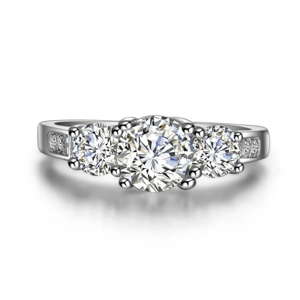 

Moissanite 1.7CT Engagement Ring Sterling Silver Jewelry test positive Brand Anniversary Ring Moissanite Three Stones Ring