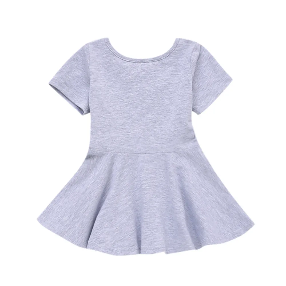 Girls Clothing Summer Girl Dress Baby Candy Color Short Sleeve Solid Princess Casual Toddler Kids dropshipping |