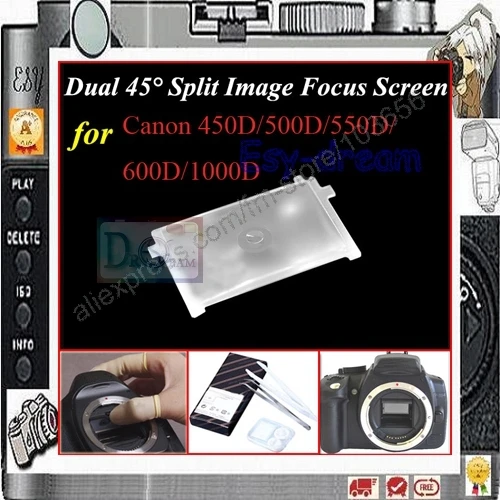 Двойной Фокусировочный экран 45 градусов для Canon 750D 760D 700D 650D 600D 500D 550D 1000D 1100D 1200D