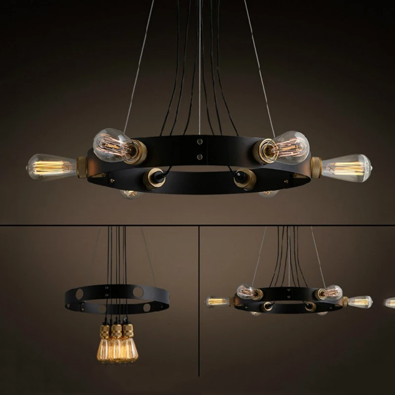 Eusolis 6 Heads Industrial Pendant Light Loft Vintage Kroonluchter Ijzer Droplight Modern Lighting Fixture Dining Room Lights | Лампы и