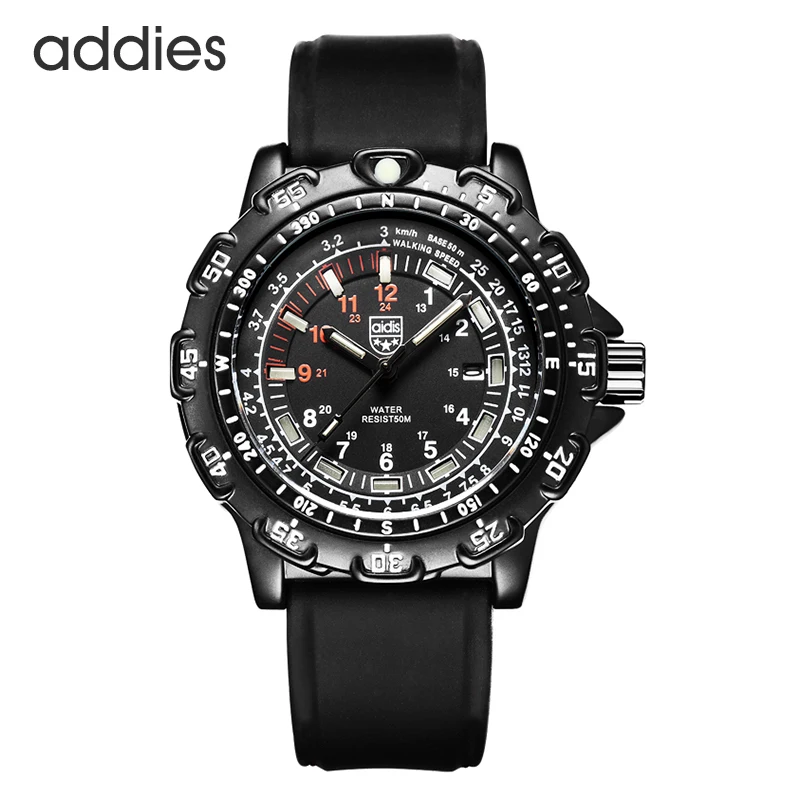 Водонепроницаемые 50 м военные кварцевые часы светящийся хронограф секундомер