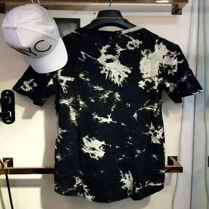 2017 бальзам хип хоп Уличная футболка галстук краситель топы тройник удлиненная