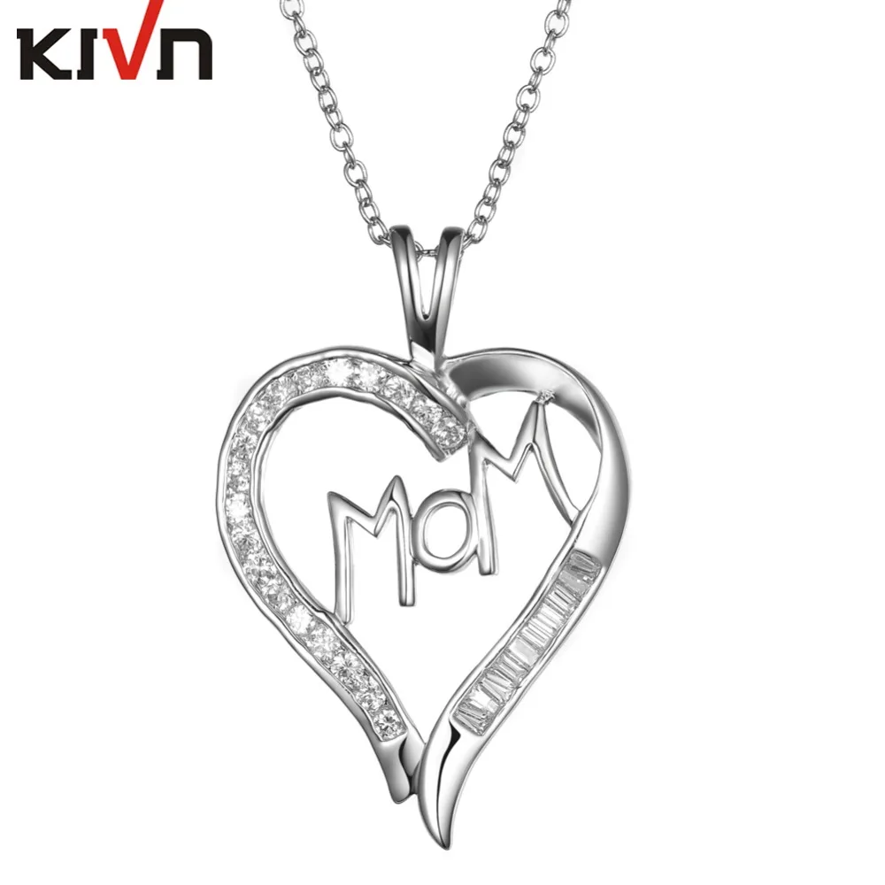 

KIVN Fashion Jewelry Pave CZ Cubic Zirconia Heart Bridal Wedding Pendant Necklaces Womens Girls Promotion Birthday Gifts