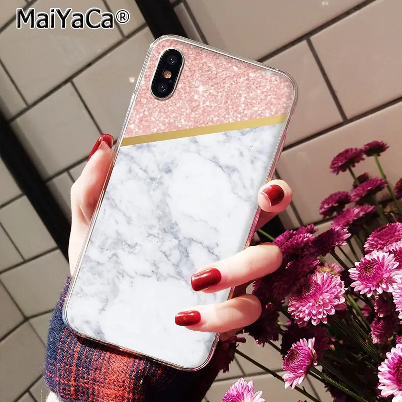 A16 MaiYaCa Золотой Розовый блестящий Мраморный чехол для телефона для iphone 11 Pro 11Pro Max 8 7 6 6S Plus 5 5S SE XR X XS MAX - Цвет: A16