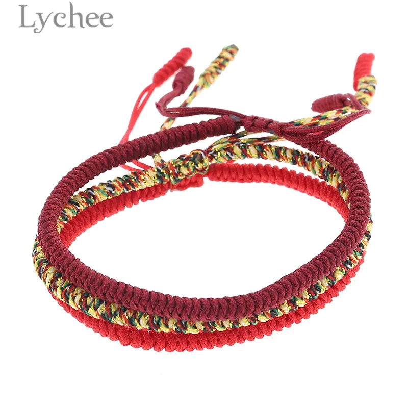 Lychee 3 шт. буддийский браслет ручной работы унисекс цветные провода плетеные