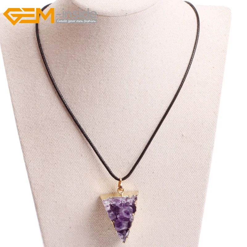 Новинка модная треугольная кубическая Подвеска из аметиста с драгоценным камнем