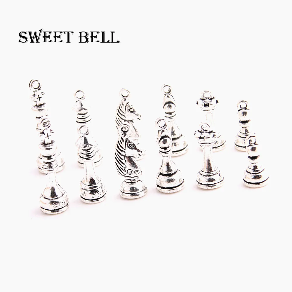 SWEET BELL 6 набор модных двухцветных металлических цинковых подвесок шахматы