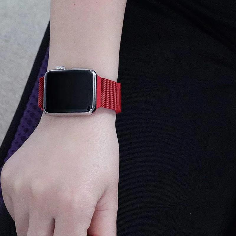 Миланский ремешок для Apple Watch Band 42 мм 38 мм 40 мм 44 мм металлический браслет из нержавеющей стали сетчатый ремешок для часов iwatch Serise4321