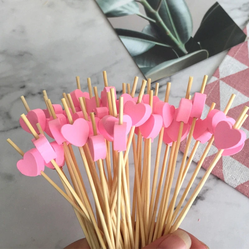 100 шт растительные палочки сердце бамбуковые для еды Шпажки канапе кекс фрукты