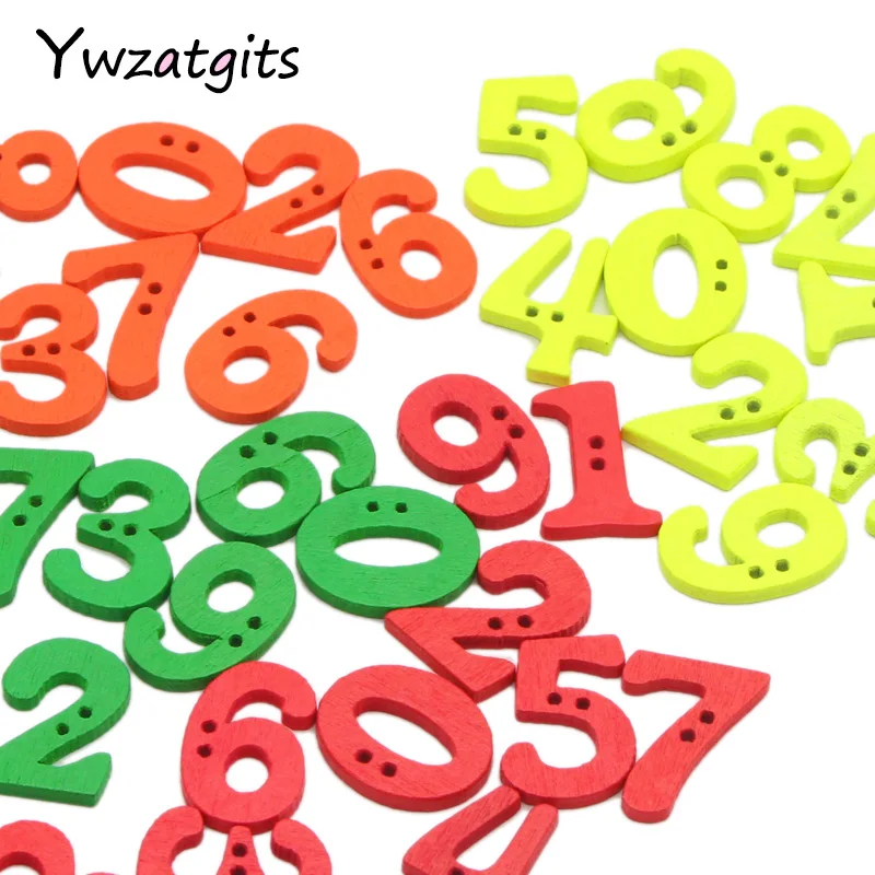 Ywzatgits 100 шт./лот 14-21 мм 0-9 номер цифровой деревянный с 2 отверстиями Кнопки для самостоятельного пошива одежды Скрапбукинг аксессуары YE0213 - Цвет: Random mixed