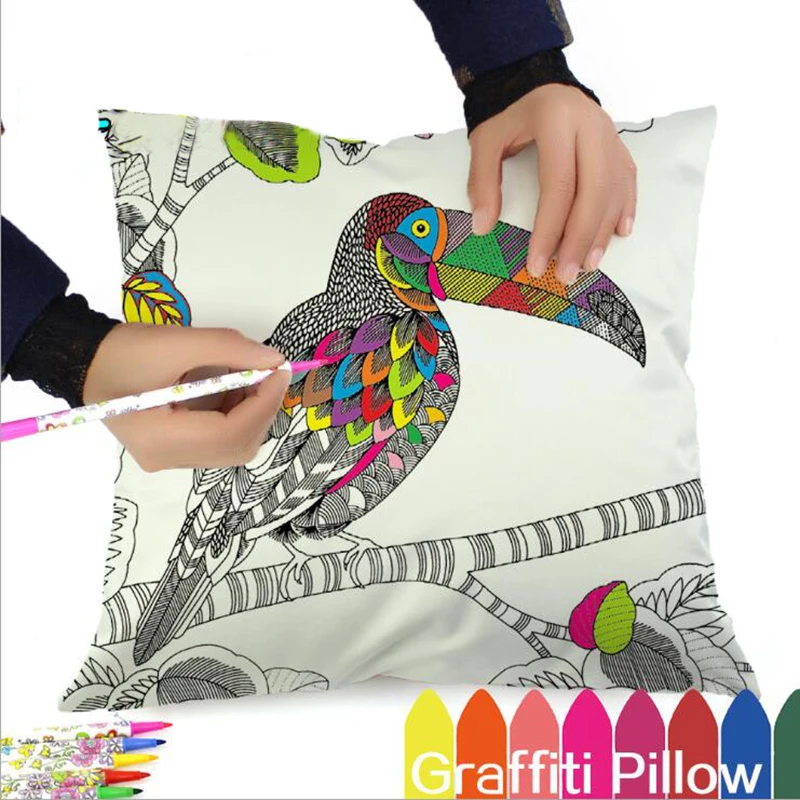 45*45 см домашняя креативная Подушка Чехол с животным узором граффити ручная