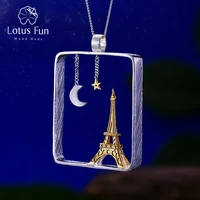 lotus fun real 925 sterling silver handmade fine jewelry eiffel tower design pendant without necklace acessorios for women