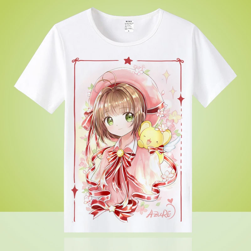 Футболка Cardcaptor Sakura с коротким рукавом белая футболка футболки для подростков