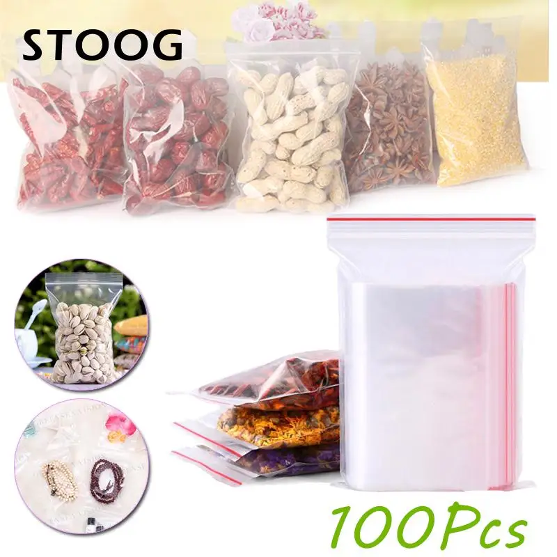 100 шт пластиковые уплотнения Ziplock мешки прозрачный полиэтилен ювелирные изделия плоская упаковка