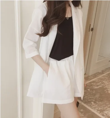 Весна лето 2018 костюм из двух предметов хлопка и льна модное пальто женский