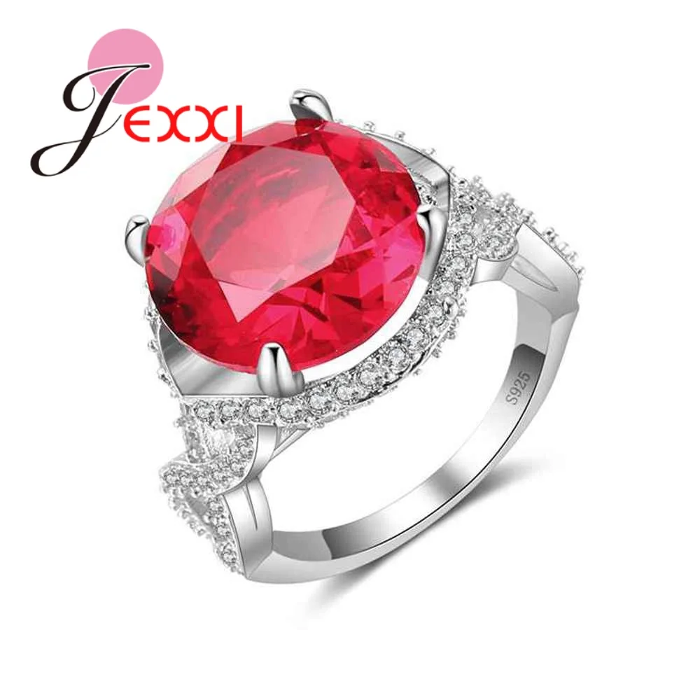 

Великолепные большие красные кольца на палец с фианитом ААА + из стерлингового серебра 925 пробы, ювелирные изделия для женщин и девушек, пода...
