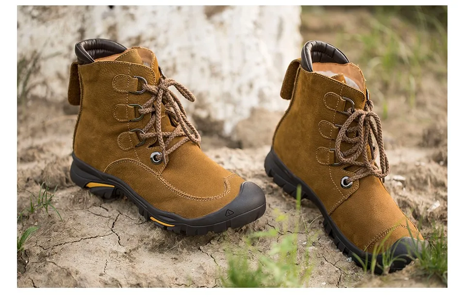 NINYOO/износостойкие мужские зимние ботинки из натуральной кожи Водонепроницаемая уличная зимняя обувь до лодыжки Мужская противоскользящая обувь размера плюс 48 49