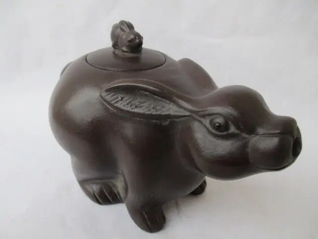 Изысканная интересная Древняя китайская глина Jingdezhen кролик чайник-скульптура |