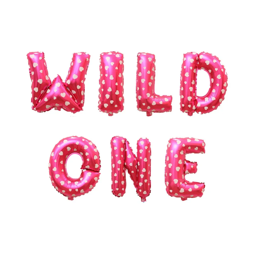 И надписью «WILD ONE» воздушный шар для вечеринки на день рождения вечерние Фольга звездами шарами Детская Игрушка В ванную во-первых украшение на день рождения воздушный шарик воздушные шары - Цвет: Pink