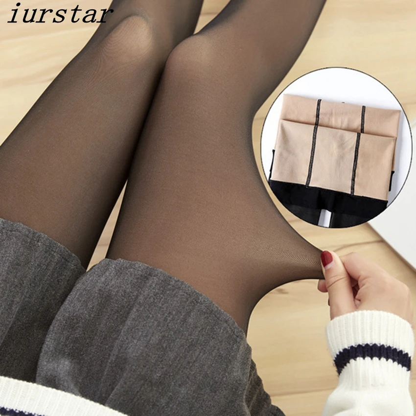 iurstar Black Imitation skin Women Tight Transparent Skin-coloured Pantyhose Anti-hook Pantyhose Monolayer Warm Slim Pantyhose