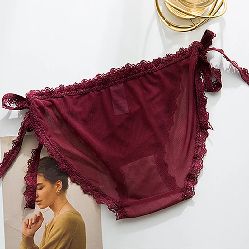 SP & CITY однотонные кружевные сетчатые бесшовные трусики с рюшами для женщин