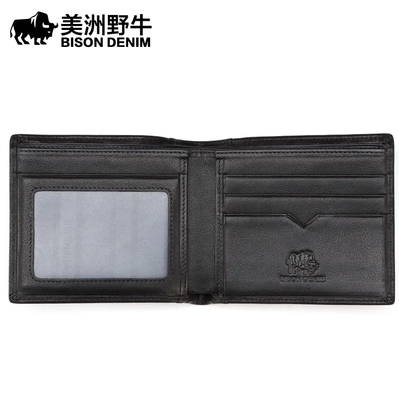 BISON джинсовый брендовый мужской кошелек из воловьей кожи высокого качества