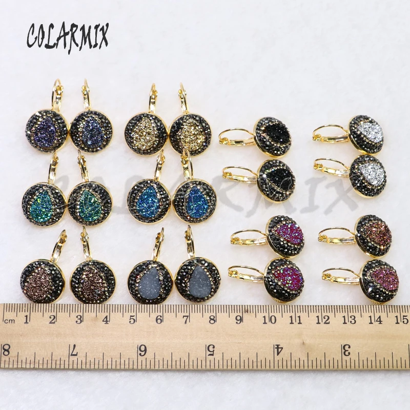 10 пар druzy серьги крюк серьги в форме капли имитация druzy опт ювелирные изделия драгоценные камни ювелирные изделия для женщин 7017