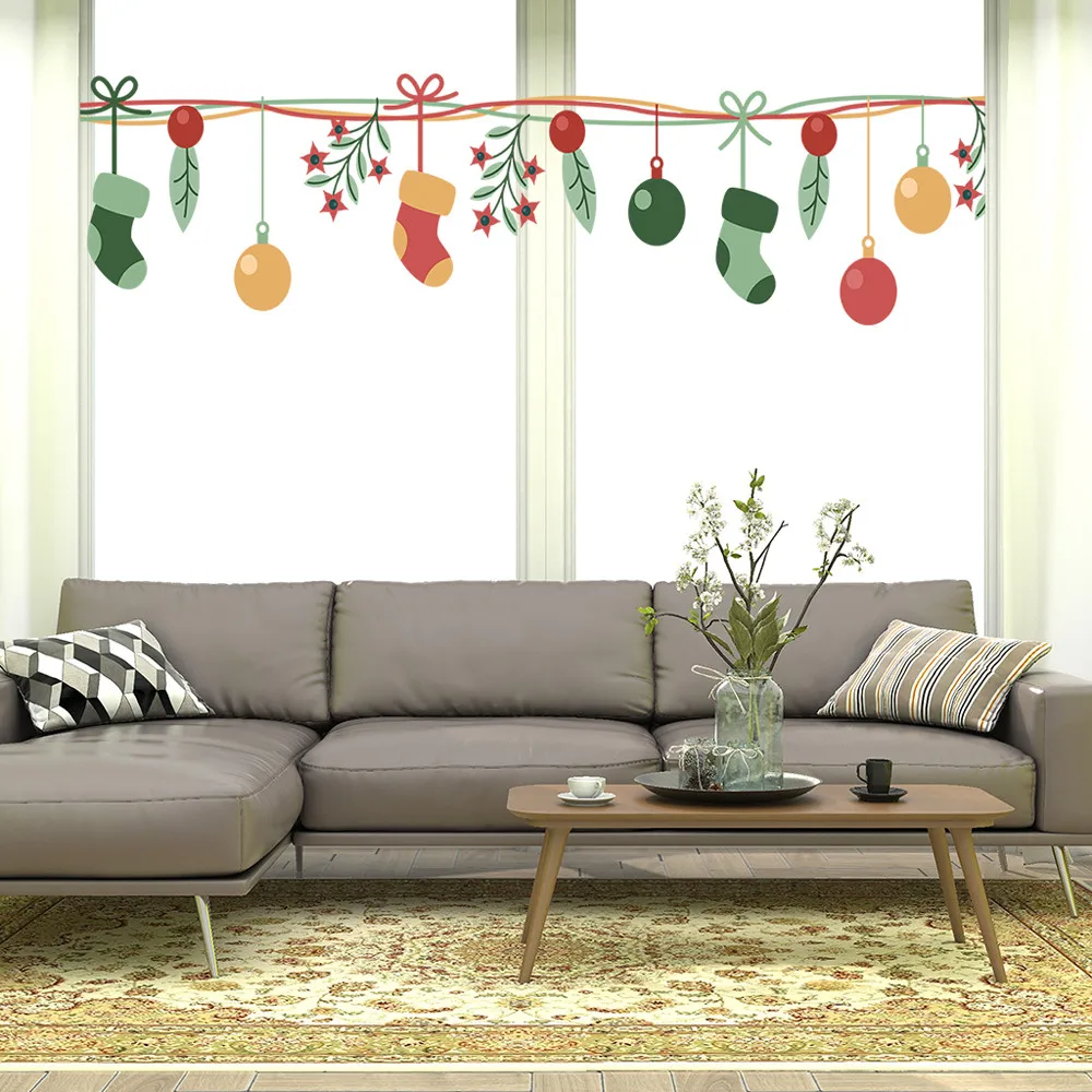 3d Счастливого Рождества наклейки на стену украшение Санта Клаус подарки дерево