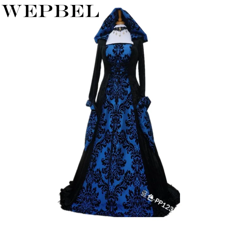 WEPBEL, винтажное, стильное, готическое платье, длина до пола, женское, готическое, макси платье, Хэллоуин, косплей, платья, ретро, длинное, средневековое платье