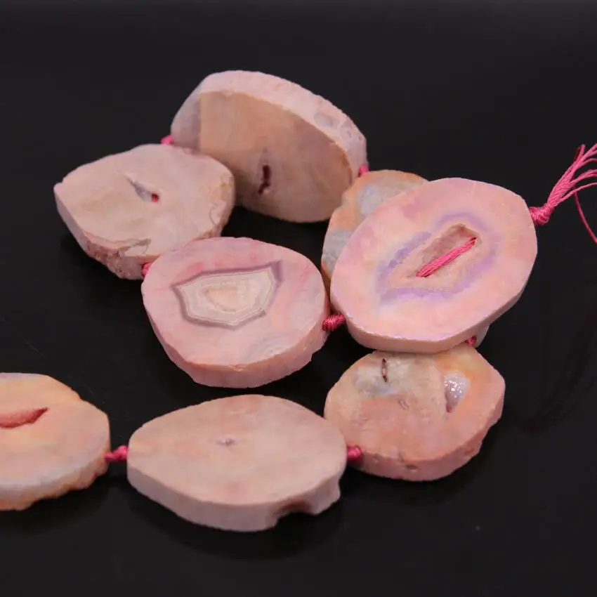 Прибл. 8 шт./нитка большой размер розовые необработанные Агаты бриллиантовые