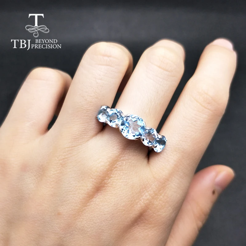 TBJ натуральный Небесно голубой топаз Винтаж модные кольца 925 серебро ювелирные