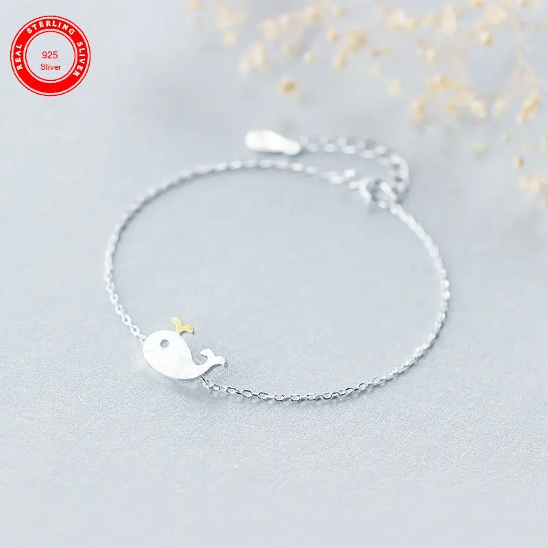 

100% 925 Sterling Sliver Lovely Cute Dolphin Bracelet Hand Wrist Jewelry for Women Girl Lady Female Accessories Birthday Gift