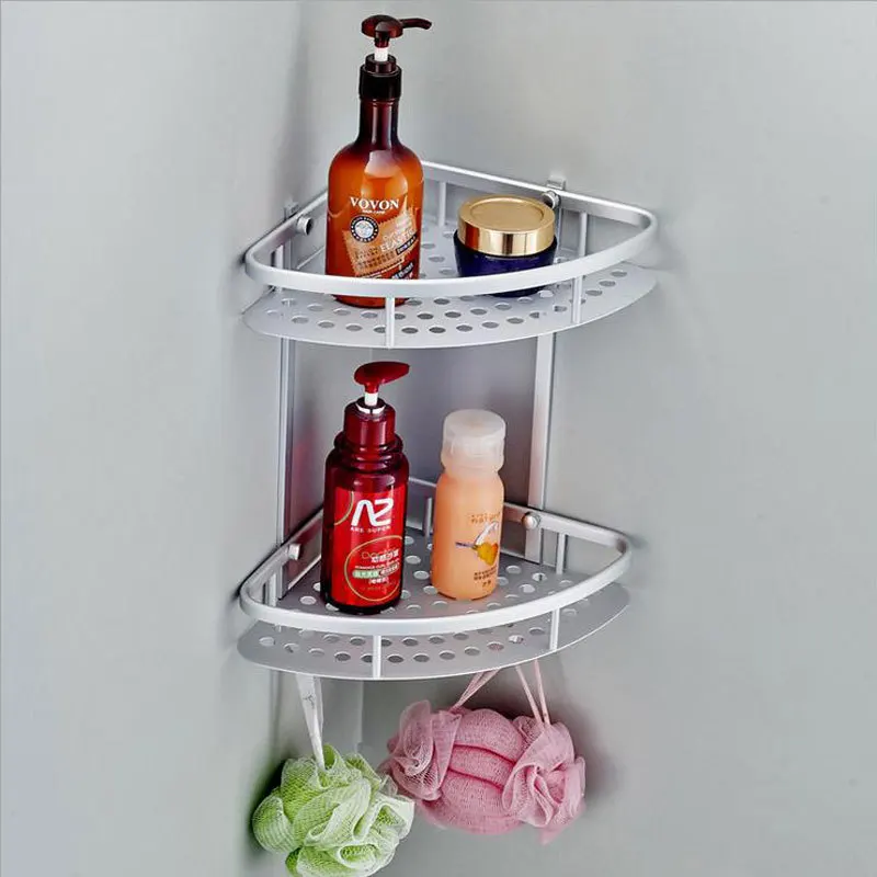 Настенная алюминиевая полка для душа 2 уровня 8007A16|corner shelf wall mount|bathroom accessoriesbath corner