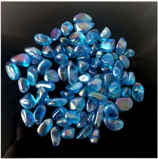 

100g Blue Rainbow aura titanium gravel quartz crystal healing specimen