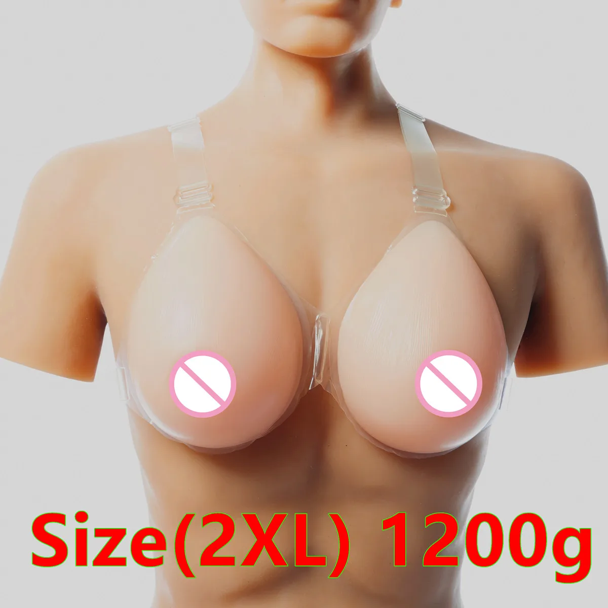 Crossdresser Silicone Breast 1200g/pair Drag Queen Breast Form Fake Breast Boobs Artificial Breast With Silicone Shoulder Strap