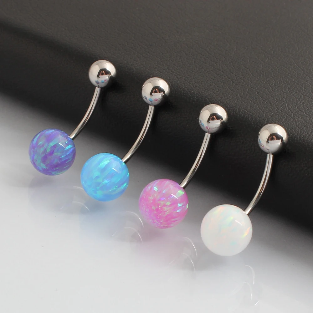 Кольцо для пирсинга живота из нержавеющей стали с опалом 8 мм | Украшения и