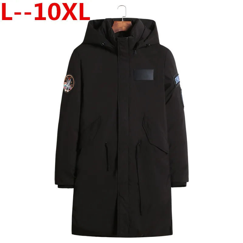 Большие размеры 10XL 9XL 8XL 6XL X-Long зимняя куртка мужская брендовая одежда мужское хлопковое осеннее пальто Новинка Высокое качество Черный пуховик мужские парки - Цвет: Black