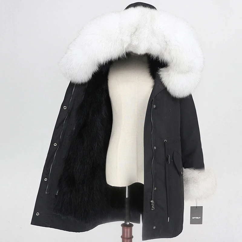OFTBUY, водонепроницаемая парка, женская, натуральный Лисий мех, капюшон, манжеты, пальто, зимняя куртка, верхняя одежда, съемная, толстая, теплая верхняя одежда, уличная одежда