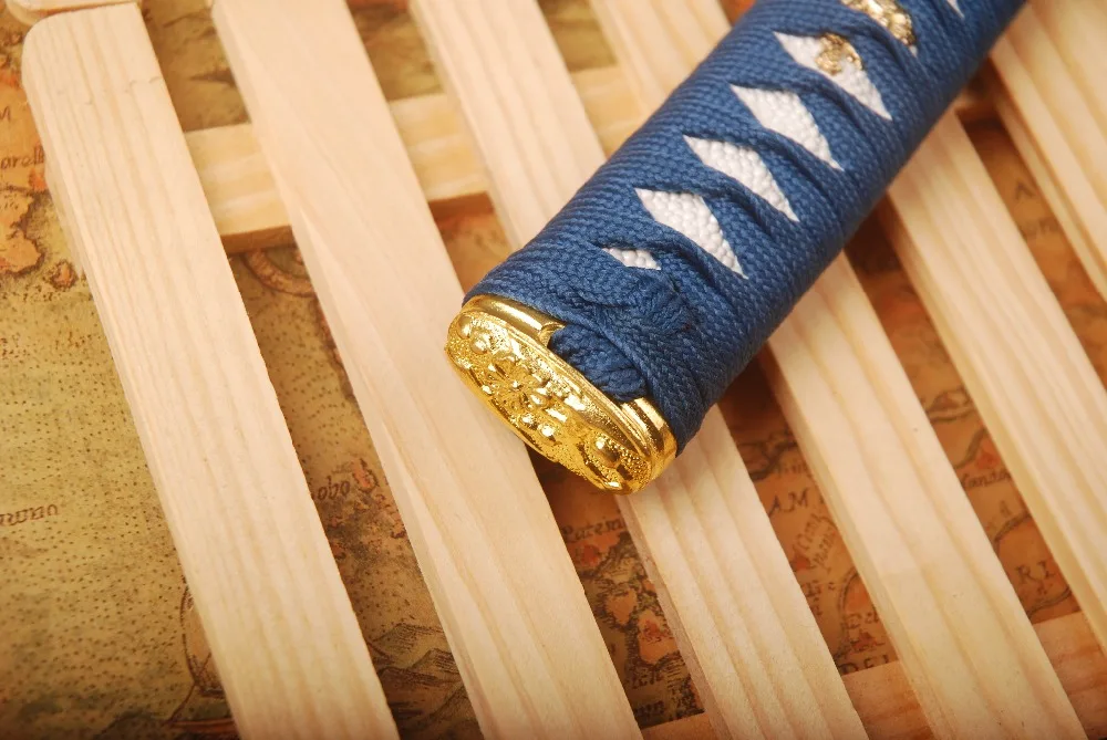 Классический Красивый японский меч катана Tsuka с синим шелком и имитацией белой