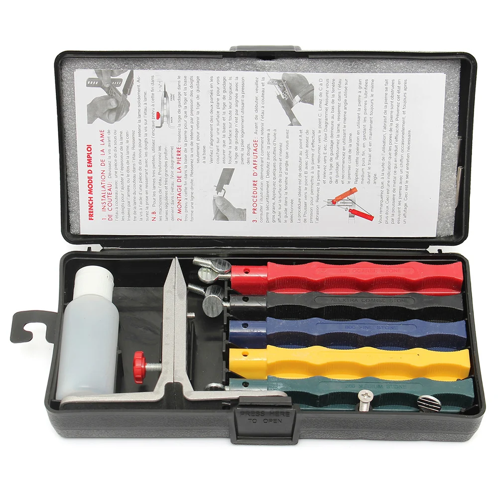 Sharpening System Стальная профессиональная точилка для ножей, инструмент для заточки, кухонные аксессуары, приспособление с фиксированным углом, алмазная планка - Цвет: Sharpening System