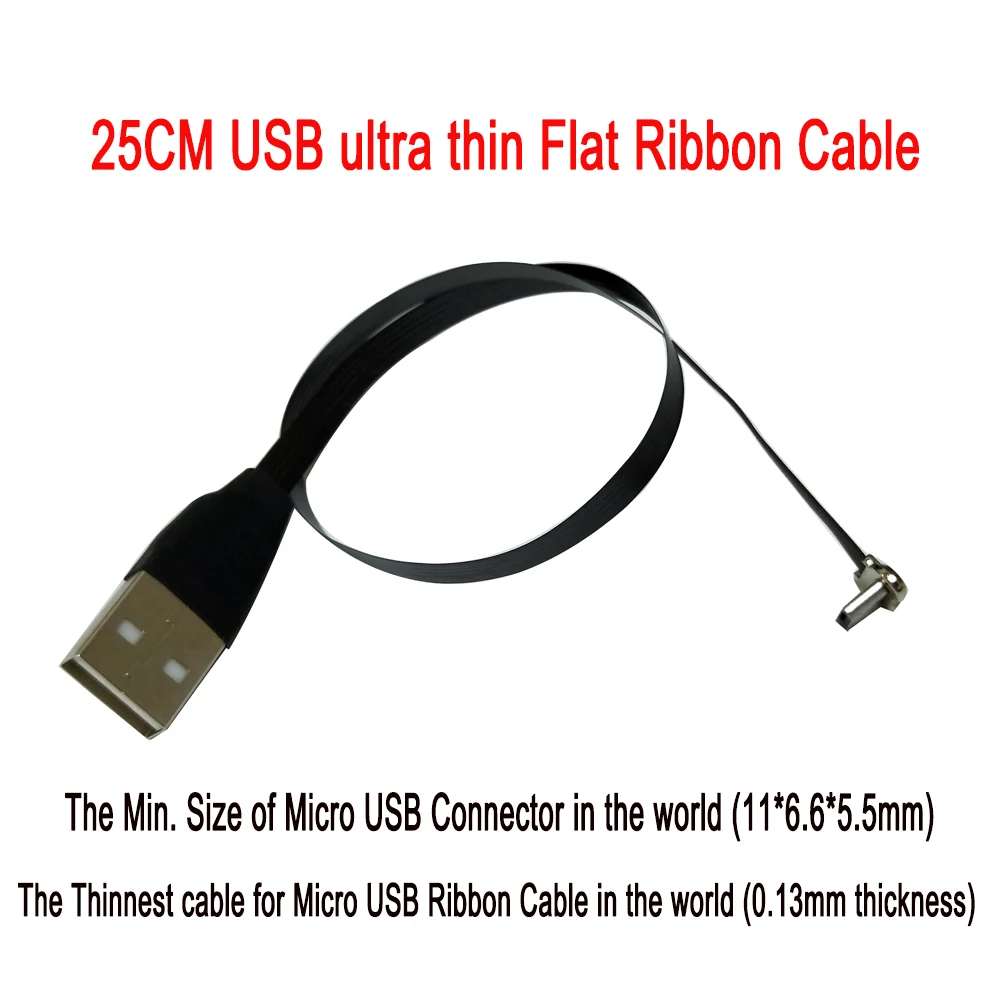 

Плоский FPV-кабель, 25 см, ультратонкий, сверхмягкий, низкий профиль, прямоугольный Micro USB 90 градусов к usb 2,0, штекер FPC, лента, кабель для зарядки и...