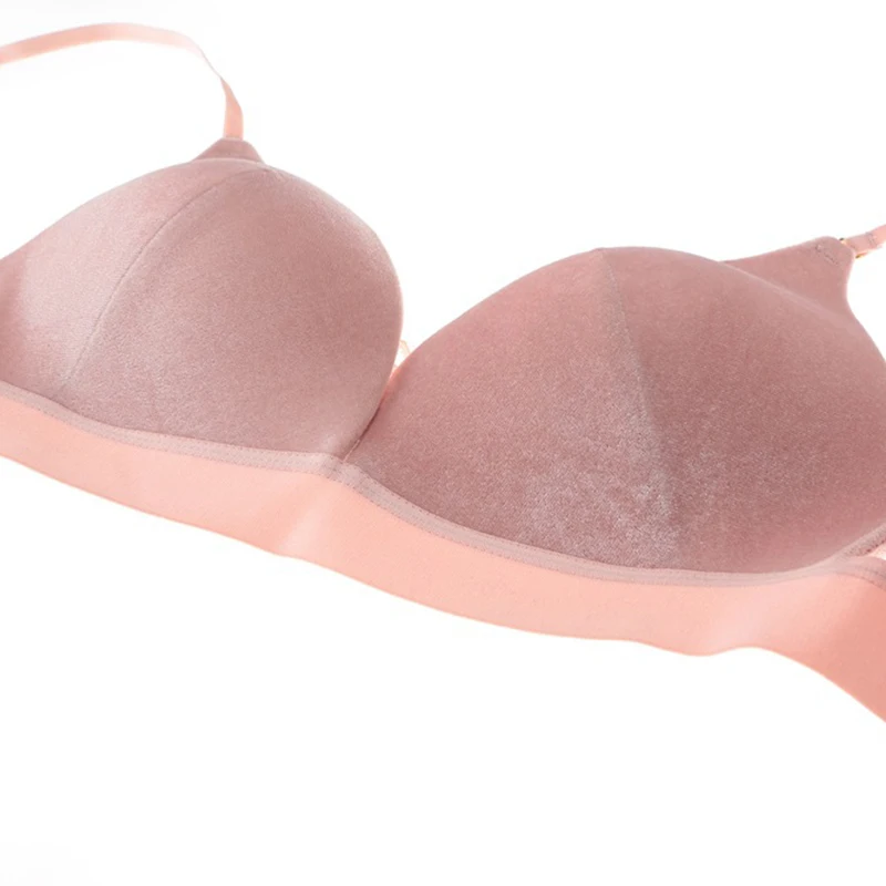 Одноцветное Bralette бархат кружевной бюстгальтер трусы комплекты Push Up Белье Для