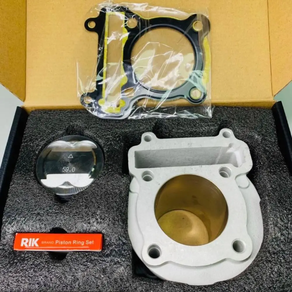 Kit 59mm Цилиндр, 59 мм, 61 мм, 63 мм, 4 клапана, палец 15, для rs100, rsz100, bws125, mio, ego, jog100, cygnus x 125, керамический цилиндр, цпг, цилиндр керамика, цпг в сборе - Цвет: Kit 59mm
